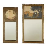 W. A. Chase for Rowley Gallery  Two pier mirrors inset with panel; one of nude female bather, an...