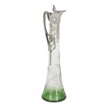 WMF and Moser style glass  Jugendstil Claret jug design no.207, with floral decoration and whipl...