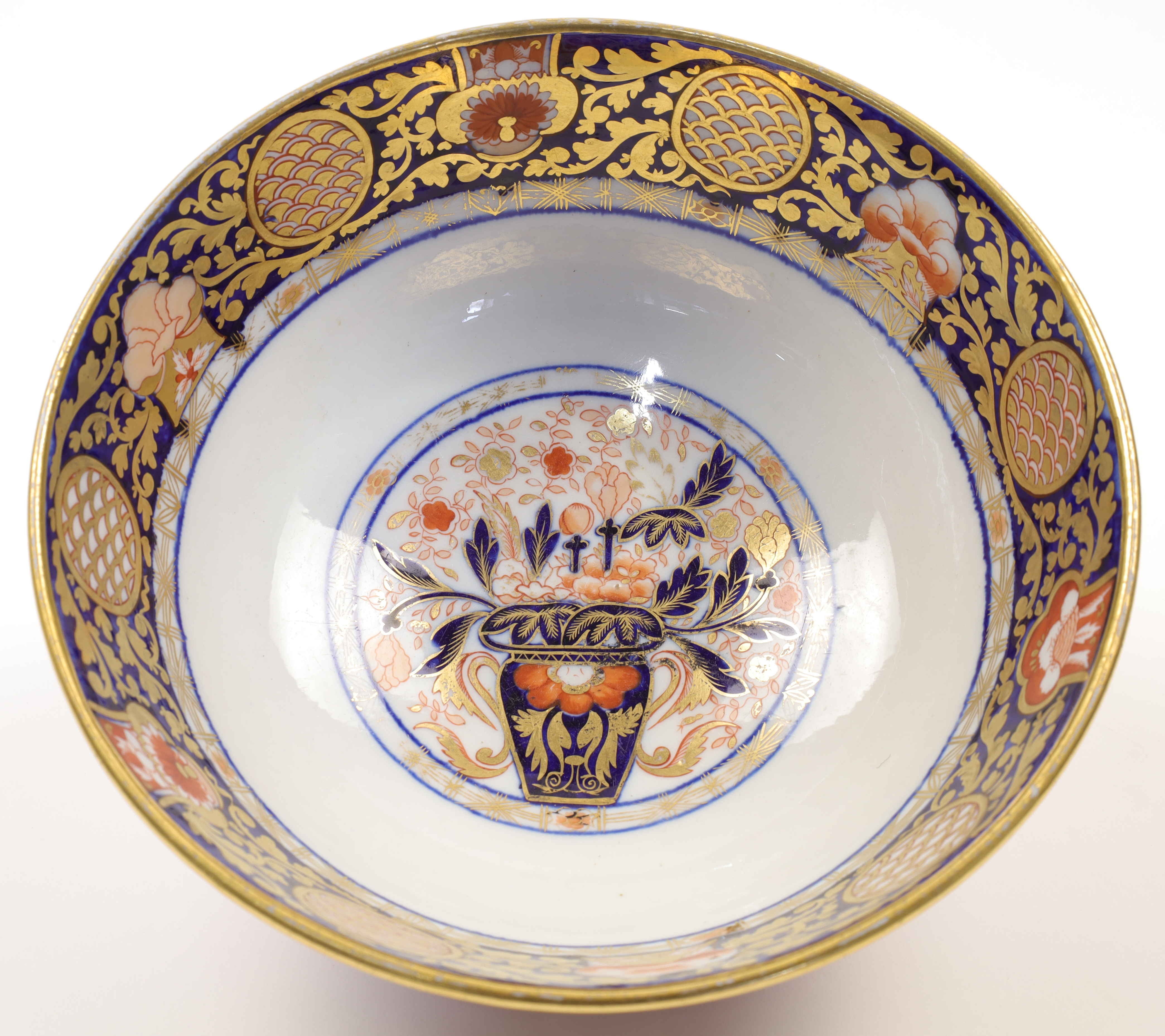 An English porcelain slop bowl, possibly Spode, early 19th century, decorated in the Imari palett... - Image 2 of 2