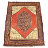 A Persian Bidjar rug, second quarter 20th century, the central part flat weave lozenge medallion ...