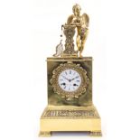 A French Empire style brass mantel clock, Henry Marc. Paris, 19th century, the case modelled with...