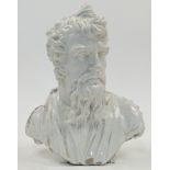 A white glazed Staffordshire bust of Plato, 19th century, modelled with head turned to sinister a...