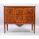 A French mahogany commode, last quarter 19th century, satinwood cross banded, gilt metal mounted,...