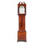An inlaid mahogany longcase clock, second quarter 19th century, the brass mounted broken swan nec...