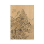 Yulin, Qing dynasty, 19th century, Landscape, ink and colour on silk, intricately painted depicti...