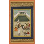 Two Indian miniatures, 20th century, both opaque pigments on paper, the first of a nobleman enter...