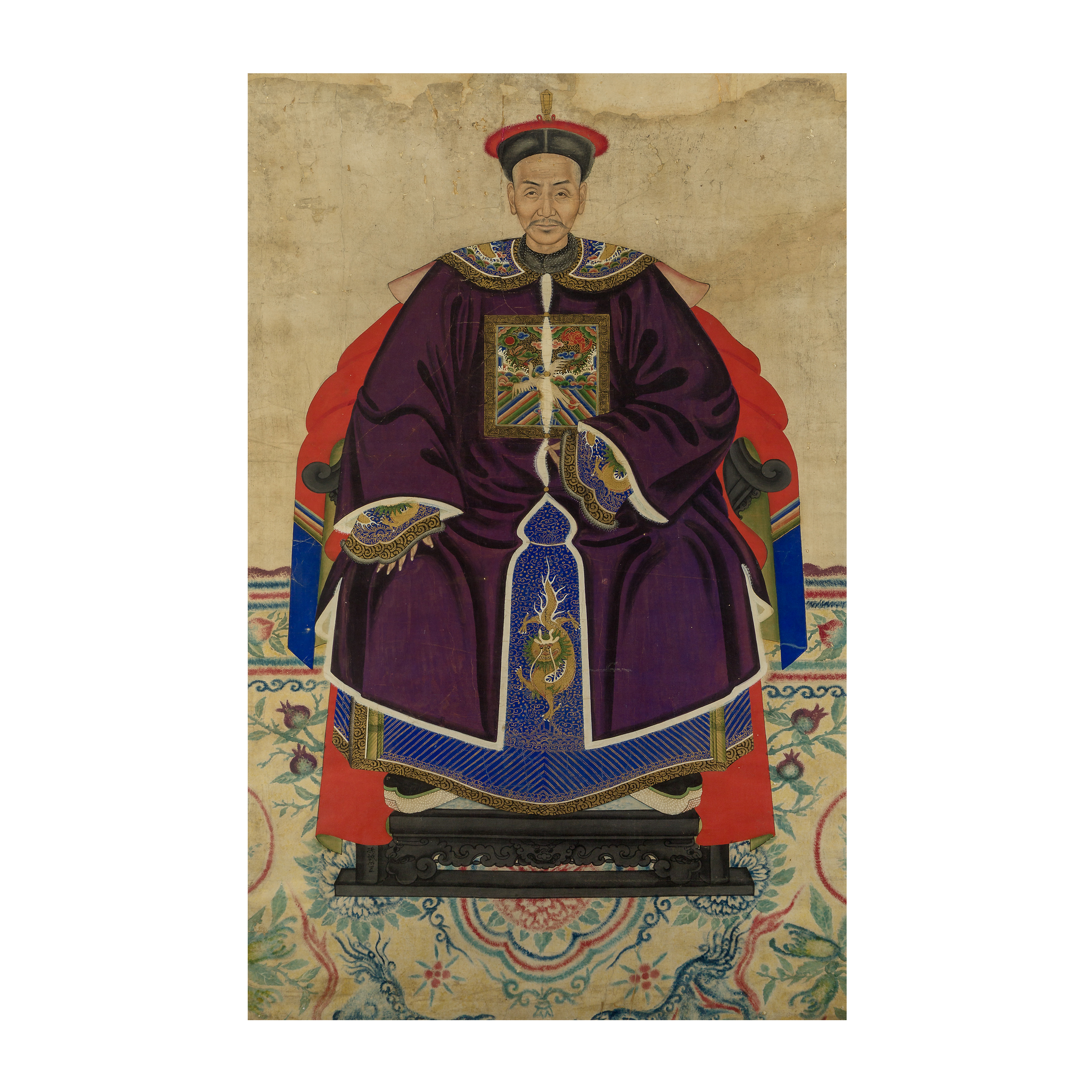 Chinese School, Qing dynasty, 19th century, Ancestor portraits, gouache on paper, a pair depictin... - Image 3 of 3