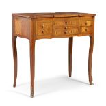 A French kingwood coiffeuse, in the Louis XV style, early 20th century, the hinged top revealing ...
