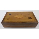 A George III inlaid mahogany domed rectangular box, of typical form, lacking escutcheon, with fel...