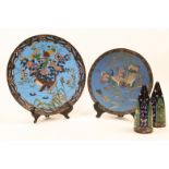 A group of four Japanese cloisonné items, Meiji period, late 19th / early 20th century, to includ...