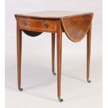 A George III mahogany Pembroke table, last quarter 18th century, satinwood crossbanded, single dr...