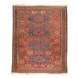 A Soumac Caucasian flatweave carpet, first quarter 20th century, the central field with four geom...