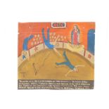 A Mexican ex-voto miracle painting, 20th century, by Vilchis Hugo, depicting a circus accident wi...