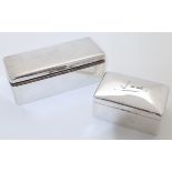 Two silver cigarette boxes, comprising: a Victorian example of rectangular form, Birmingham, 1899...