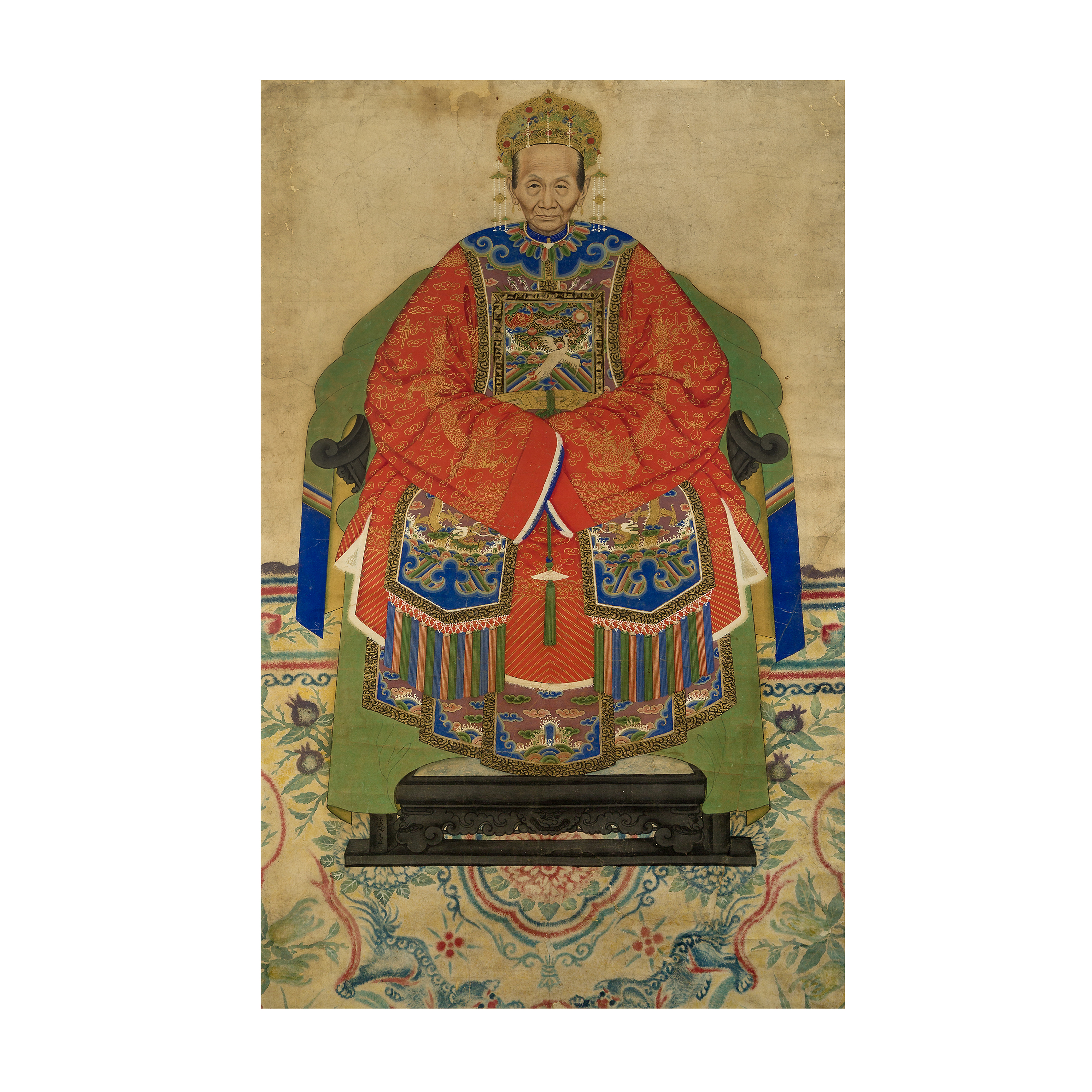 Chinese School, Qing dynasty, 19th century, Ancestor portraits, gouache on paper, a pair depictin... - Image 2 of 3