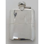 A silver hip flask, Birmingham, 1939, A & J Zimmerman, 13.2cm high, 8.7cm wide, weight approx. 7.4oz