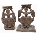 Two Balinese wood carvings of female deities, late 19th / early 20th century, each carved with th...