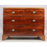 A George III mahogany chest, last quarter 18th century, two short and two long drawers, on later ...