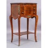 A French kingwood bedside chest, 20th century, gilt metal mounted, with brushing slide above two ...