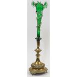 A WMF epergne, late 19th century, the trumpet shaped glass vase with scalloped rim over a taperin...