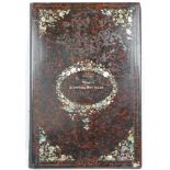 A tortoiseshell folio, 19th century, belonging to a Miss Albertina Dowleans, the cover and verso ...