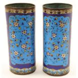 A pair of Chinese cloisonné hat stands, 19th / 20th century, each decorated with floral scrolls a...