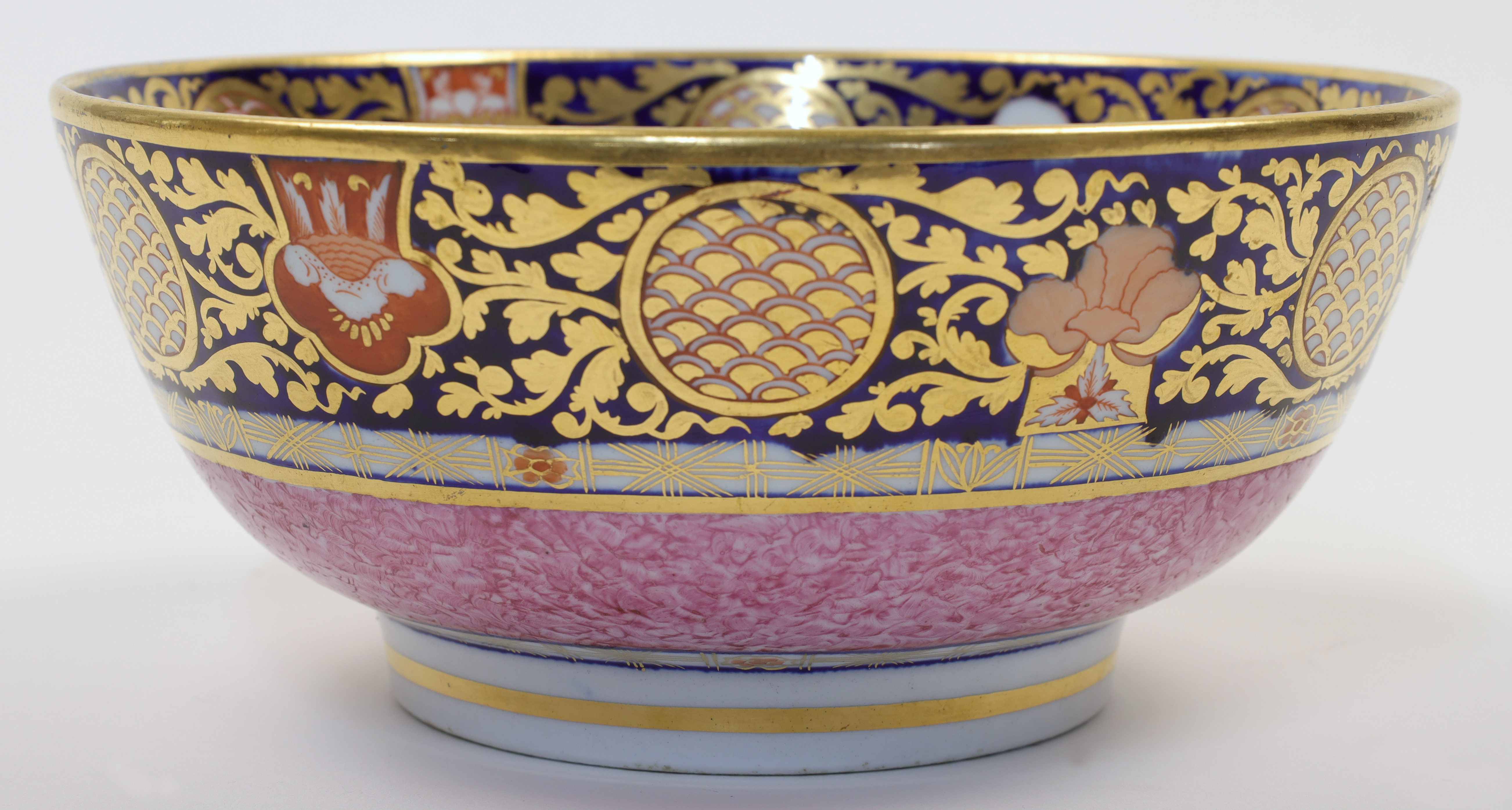 An English porcelain slop bowl, possibly Spode, early 19th century, decorated in the Imari palett...