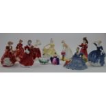 A group of Royal Doulton porcelain figures of ladies, 20th century, to include: 'Elyse' HN 2429; ...