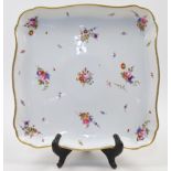 A Paris porcelain tray, possibly Rue Thiroux, c.1780, of square form with rounded corners, decora...