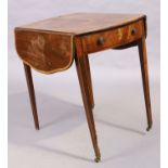 A George III mahogany pembroke table, last quarter 18th century, satinwood crossbanded, single dr...