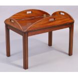 A mahogany butlers tray, 19th century, with brass fittings, on later stand, 57cm high, 75cm wide,...