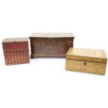 A group of three boxes, 19th century, to include a Huntley & Palmers novelty biscuit tin in the f...