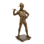 After Paul Dubois, French, 1829-1905, late 19th century, a French bronze model of a Harlequin, sh...