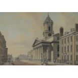 Thomas Malton,  British, 1748-1804-  St Georges, Hanover Square;  hand coloured engraving, insc...