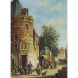 Pieter Cornelis Steenhouwer,  Dutch 1896-1972-  Dutch street scene;  oil on board, signed 'J.C....