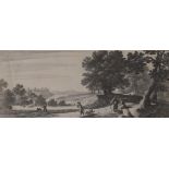Gabriel Pérelle,  French 1604-1677-  Duck shooting;  engraving, 10.8 x 25 cm.  Provenance:  Pr...