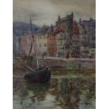Thomas William Morley,  British 1859-1925-  European harbour scene;  watercolour, signed and da...