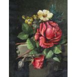 Paul Wilson,  British, 20th Century-  Pair of floral still lifes;  oil on canvas, 24.6 x 19.5 c...