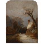 Edward Charles Williams,  British 1807-1881-  Wintertime: Radlett, Middlesex;  oil on canvas la...
