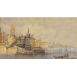Circle of James Holland OWS,  British 1799-1870-  View of a European city with a cathedral and s...