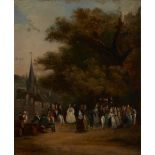 Bosier,  French, mid 19th century-  A wedding on the outskirts of a town in Brittany;  oil on c...
