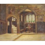 J. MacBeth,  British, late 19th/early 20th century-  Medieval Interior;  watercolour, signed an...