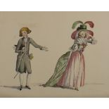 British School,  18th Century-  A group of costume watercolours;  watercolour, some signed with...