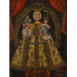 Cuzco School,  late 20th/early 21st Century-  Virgen de la Merced; and Saint with Fish;  both o...