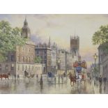 John Lewis Chapman,  British b.1946-  Whitehall, Westminster;  oil on canvas, 43.6 x 59 cm.: to...