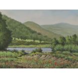 F. Sheppard,  British School, late 20th Century-  Red Poppies Near River;  oil on canvas, signe...