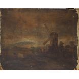 British School,  19th Century-  Landscape with a windmill;  oil on canvas, 65.3 x 85.6 cm. (unf...