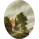 Hendrik Verdonk,  Dutch, 19th/20th Century-  Cottage by a river;  oil on board, signed 'Hendrik...