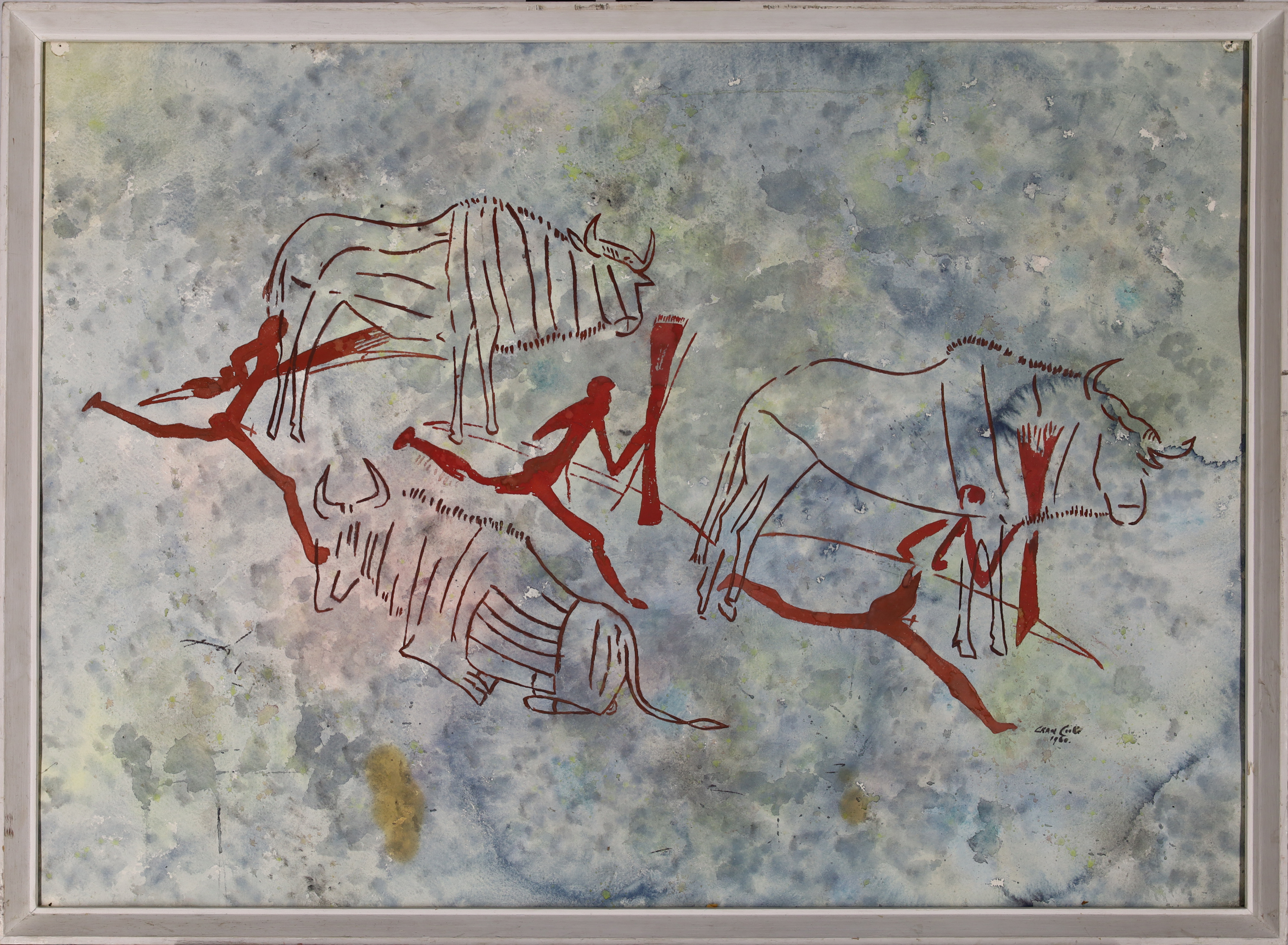 Cranmer Cooke,  British 1906-1992 -  Cave painting, 1960;  watercolour on paper, signed and dat... - Image 2 of 4