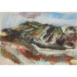 Barbara Lander,  British b.1956 -  Rock, Cornwall from Padstow, 1981;  pastel on paper, signed ...